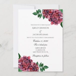O convite de casamento floral. Convite Dahlias