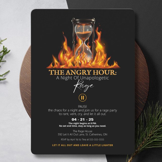O Convite de festas da Fúria da Hora (The Angry Hour Rage Party Invitation for those who are desperate to let it all out.)