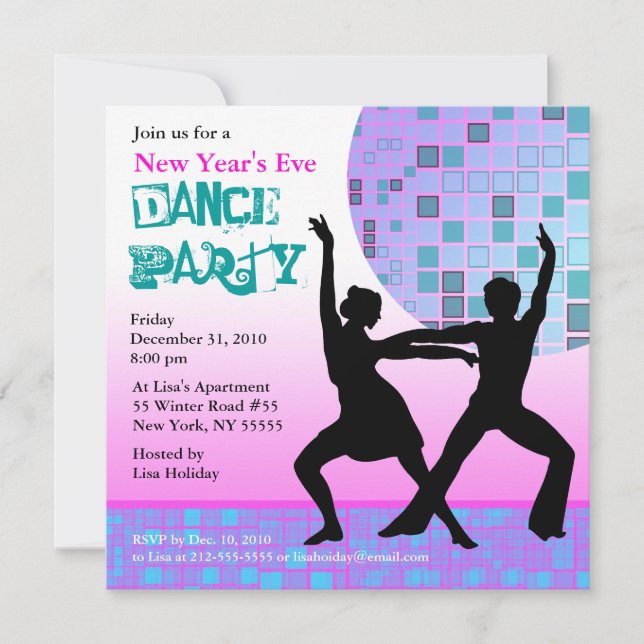 O Convite de festas de dança rosa- de dança de ano (Frente)