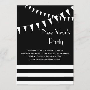 O convite de festas preto & branco de ano novo