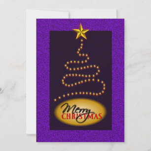 O convite de festas roxo e Dourado do Natal