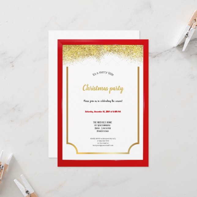 o convite de Natal mais elegante em vermelho e dou (Frente/Verso In Situ)