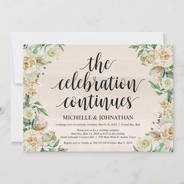 O convite de recepção de fuga para o casamento (Frente)