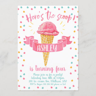 O convite do aniversário aqui é o gelado da colher