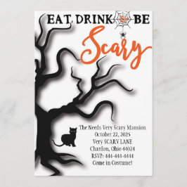 O convite do Dia das Bruxas come, bebe, & seja