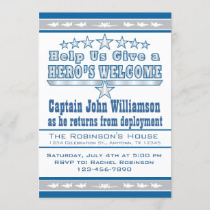 O convite Home bem-vindo do herói da força aére