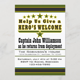 O convite Home bem-vindo do herói do exército