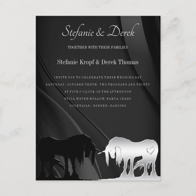 O Convite Místico De Casamento Do Unicórnio (Frente)