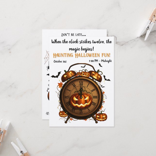 O Convite para a Festa de Halloween de Abóbora (Frente/Verso In Situ)