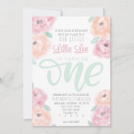 O convite para a flor da primeiro aniversario da m