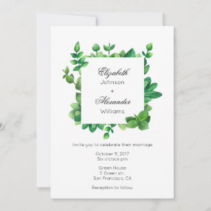 O convite para casamento ao ar livre. Convite verd