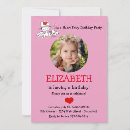 O convite para fotos de aniversário do Heart Fairy