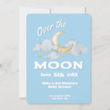 O Convite Personalizado do Chá de fraldas Azul-Lua