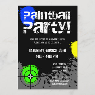 O costume dos convites de festas do Paintball