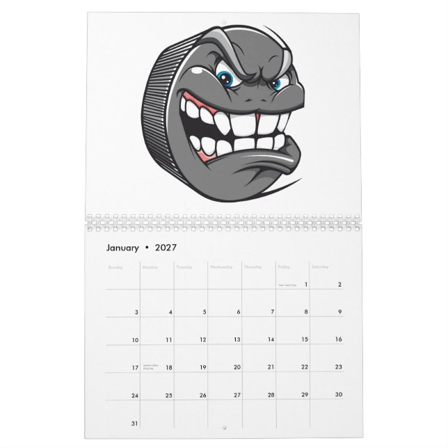 O costume imprimiu o calendário 2015 do hóquei (Jan 2027)