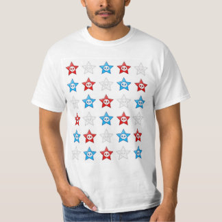 O crânio branco e azul vermelho Stars o t-shirt