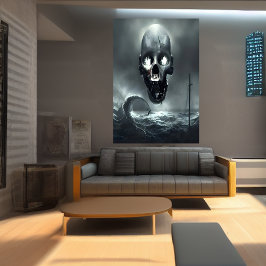 O crânio e o mar | AI Art Poster