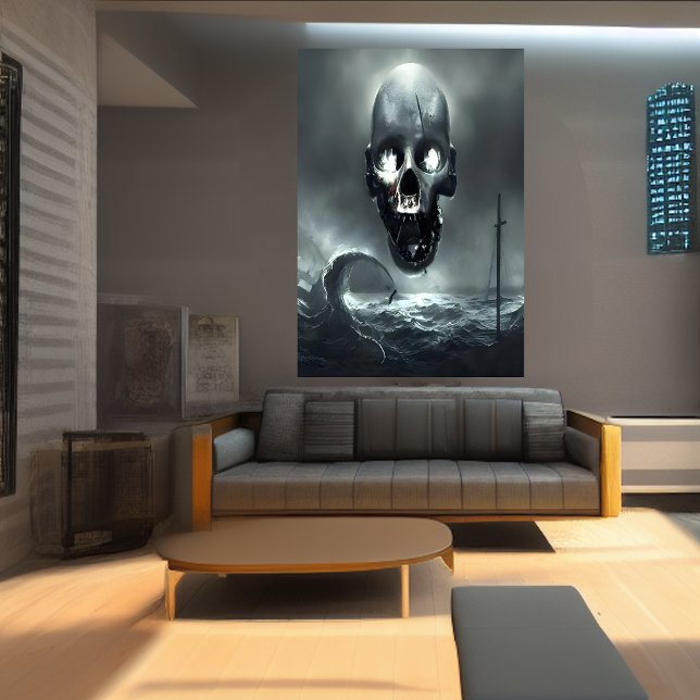 O crânio e o mar | AI Art Poster (Criador carregado)