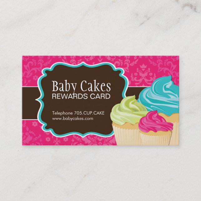O cupcake customizável recompensa cartões (Frente)