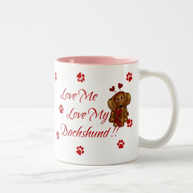 O ~ da caneca de café do Dachshund ama-me amor meu (Direita)