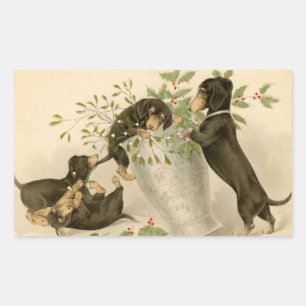 O dachshund do vintage persegue a etiqueta do