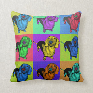 O Dachsund Doxie do pop art almofada a Multi-Cor