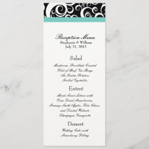 O damasco elegante roda menu da recepção no Aqua