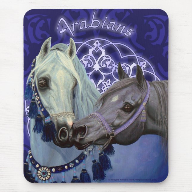 O deserto Jewels o mousepad árabe dos cavalos (Frente)