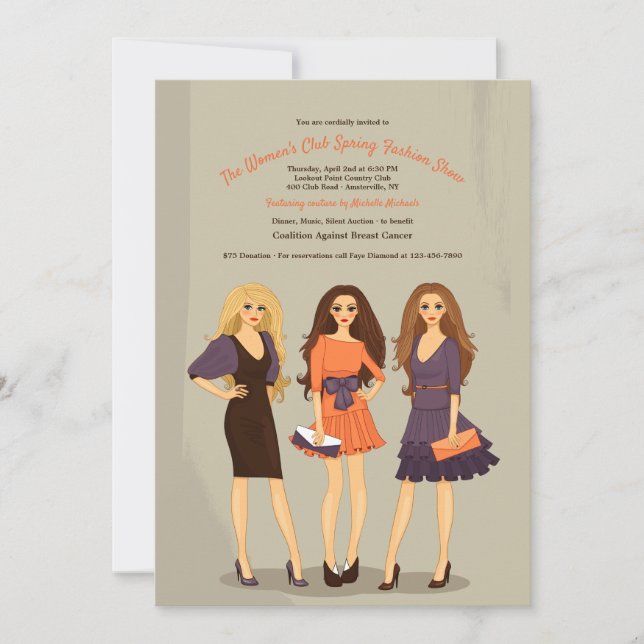 O desfile de moda modela o convite (Frente)