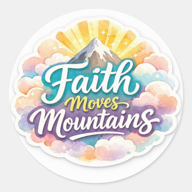 "O Design de Adesivo Fé Move Montanhas" (Frente)