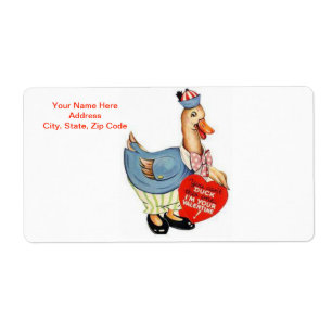 O dia dos namorados etiqueta o pato do vintage