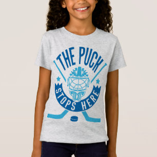 O disco para aqui a camiseta do Goalie do hóquei