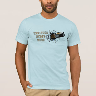 O disco para aqui o t-shirt dos homens do hóquei