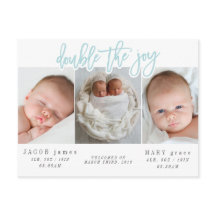 O dobro do cartão postal do anúncio de nascimento 