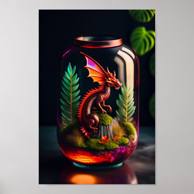 O Dragão Terrarium | Impressão de Arte Digital (Frente)