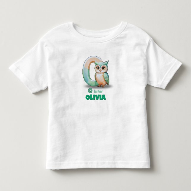 O é para Olívia - Camiseta Personalizada para Cria (Frente)