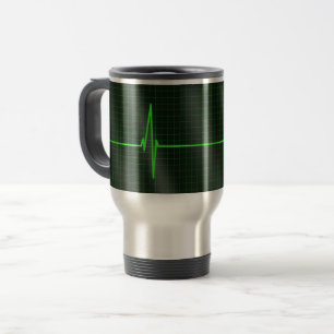 O electrocardiograma acena a caneca de viagem