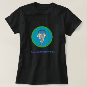 O elefante bate o t-shirt