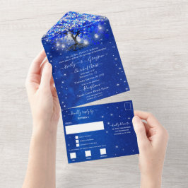 O Elegante Royal Blue Heart Leaf Tree Casou Em