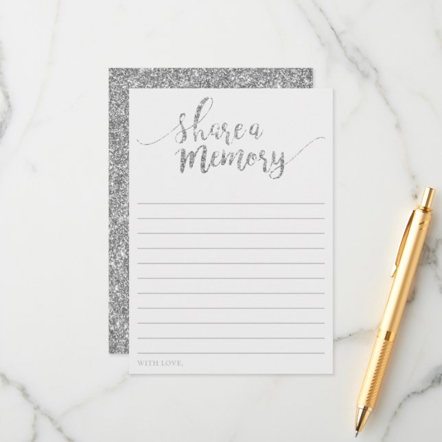 O Elegante Silver Glitter Compartilha Um Cartão De (Frente/Verso In Situ)