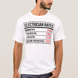 O eletricista avalia camisetas engraçadas