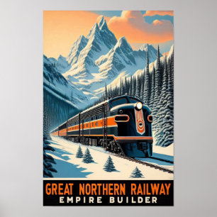 O Empire Builder Vintage Train Poster