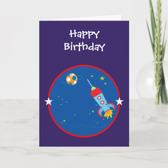 O espaço 1 cartão de aniversário (Frente)