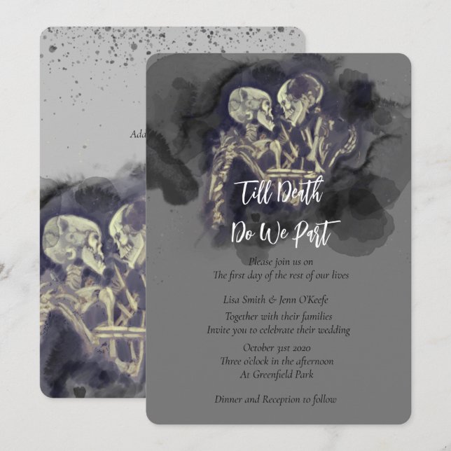 O Esqueleto Lança Convites De Casamento (Frente/Verso)