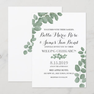 O eucalipto verde sae do convite do casamento