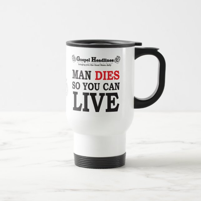 O evangelho Headlines a caneca de viagem cristã (Direita)