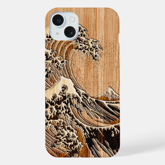 O Excelente Hokusai Wave Bamboo Wood Style (Verso)