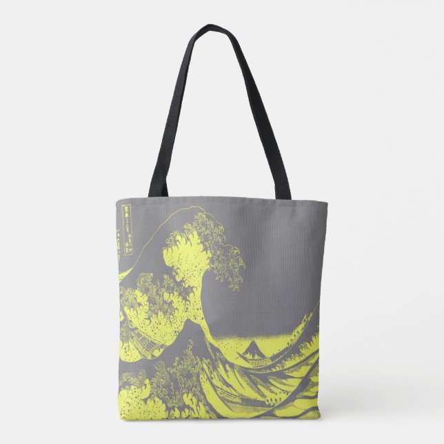 O Excelente Wave Tote Bag Amarelo e Cinza (Verso)