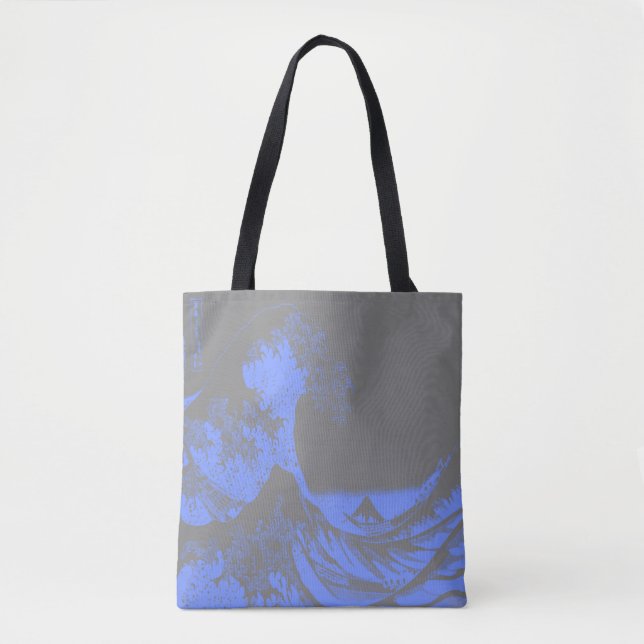 O Excelente Wave Tote Bag Blue & Cinza (Frente)