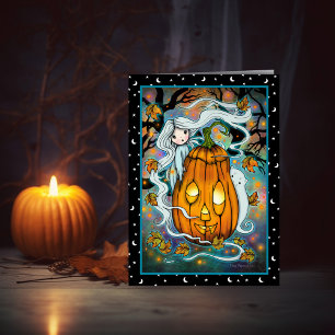 O Fantasma e o Cartão de Arte de Halloween da Abób